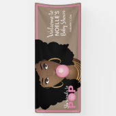 ピンク色の赤ちゃんポップ・アートののシャワー自然の髪の準備ができている 横断幕 (縦)