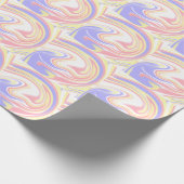 ピンク色の赤ストライプ紫モダンのカスタム ラッピングペーパー (角)