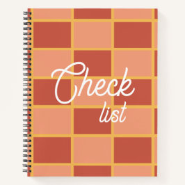 ピンク色の赤市松模様にい正方形パターン ノートブック