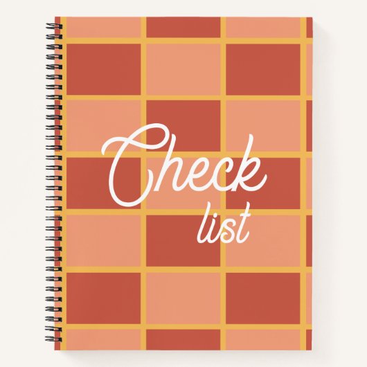 ピンク色の赤市松模様にい正方形パターン ノートブック (正面)