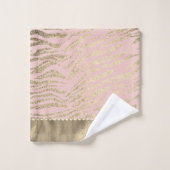 ピンク色の赤面バスタオルセットにキラキラ色のゼブラプリント バスタオルセット (ウォッシュタオル)