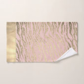 ピンク色の赤面バスタオルセットにキラキラ色のゼブラプリント バスタオルセット (ハンドタオル)