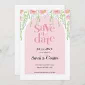 ピンク色の赤面牡丹の花 セーブザデート (正面/裏面)