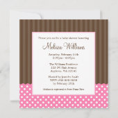 ピンク色の車の点少女のベビーシャワー 招待状 (裏面)