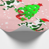 ピンク色の醜いクリスマスツリー ラッピングペーパー (角)