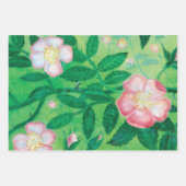 ピンク色の野生バラの花 ラッピングペーパーシート (正面3)