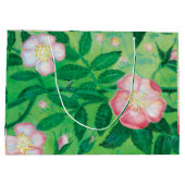 ピンク色の野生バラの花 ラージペーパーバッグ (裏面)