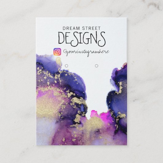 ピンク色の金ゴールドイヤリングディスプレイカード 名刺 (正面)