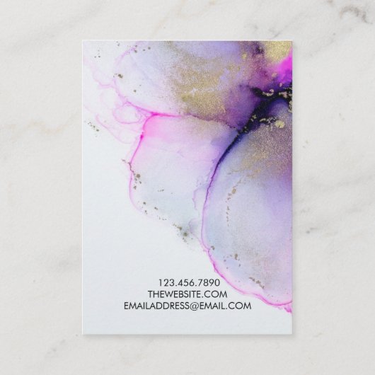 ピンク色の金ゴールドイヤリングディスプレイカード 名刺 (裏面)