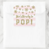 ピンク色の金ゴールドポップ・アートの雪の準備がストライプ整った スクエアシール (バッグ)