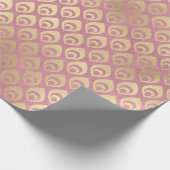 ピンク色の金ゴールド抽象芸術小滴 ラッピングペーパー (角)