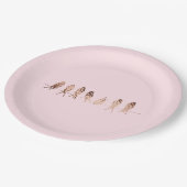 ピンク色の針金上の銅鳥 |紙プレート ペーパープレート (アングル)