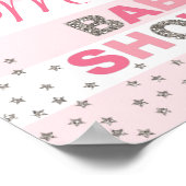 ピンク色の銀の赤ちゃんシャワー装飾の歓迎サイン ポスター (角)