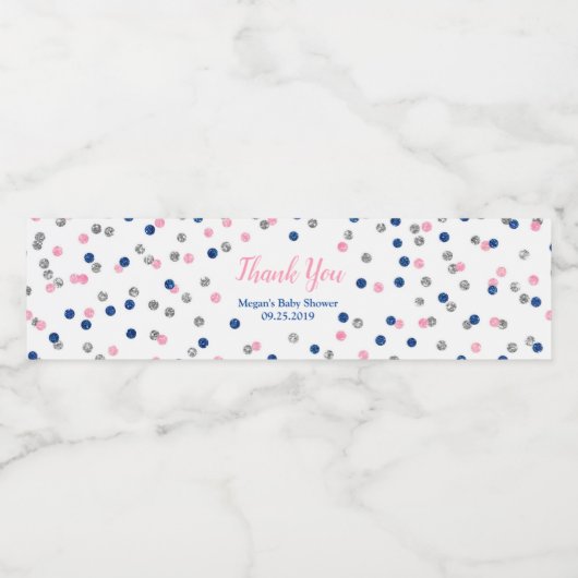 ピンク色の銀色の赤ちゃんシャワー水ボトルラベル ペットボトルラベル (シングルラベル)