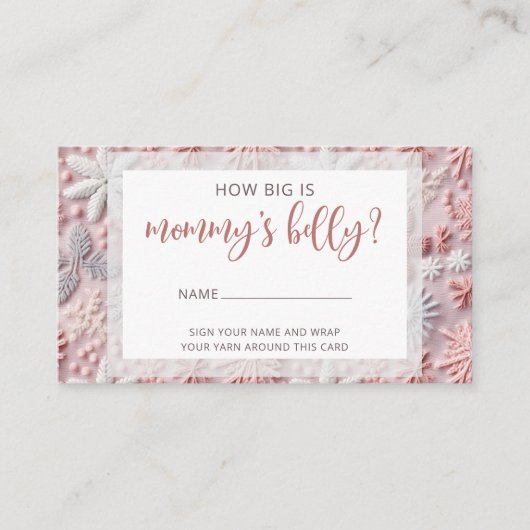 ピンク色の銀色の雪がママのお腹の大きさ エンクロージャーカード (正面)