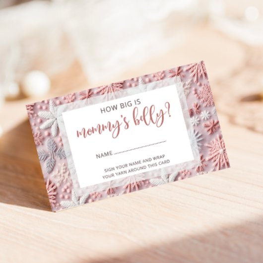 ピンク色の銀色の雪がママのお腹の大きさ エンクロージャーカード