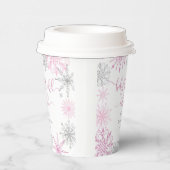 ピンク色の銀色の雪の結晶ベビーその冷たい外 紙コップ (右)