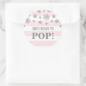 ピンク色の銀色の雪ポップ・アートのが飛び出しストライプそうだ ラウンドシール (バッグ)