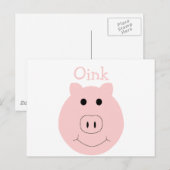 ピンク色の間抜け豚はがき ポストカード (正面/裏面)