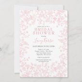 ピンク色の陳腐なフローラブライダルシャワー招待状 招待状 (正面)
