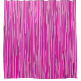ピンク色の雨(縦ストライプの) シャワーカーテン