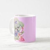 ピンク色の電話付き可愛らしいプードル コーヒーマグカップ (正面左)