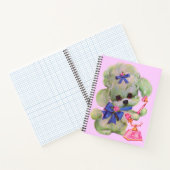 ピンク色の電話付き可愛らしいプードル ノートブック (内部)