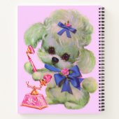 ピンク色の電話付き可愛らしいプードル ノートブック (裏面)