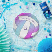 ピンク色の青いカラフルバレーボール誕生日 ペーパープレート (パーティー)