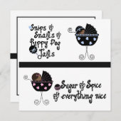 ピンク色の青いキャリッジのアフリカ系アメリカ人リビールパーティー 招待状 (正面/裏面)