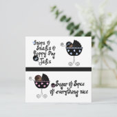 ピンク色の青いキャリッジのアフリカ系アメリカ人リビールパーティー 招待状 (スタンド正面)