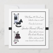 ピンク色の青いキャリッジのアフリカ系アメリカ人リビールパーティー 招待状 (裏面)