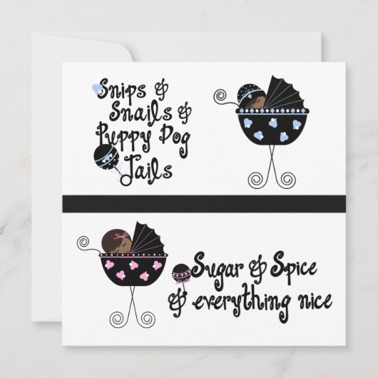 ピンク色の青いキャリッジのアフリカ系アメリカ人リビールパーティー 招待状 (正面)