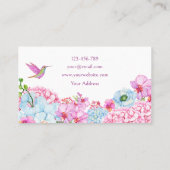 ピンク色の青いフローラの枝（鳥付） 名刺 (裏面)