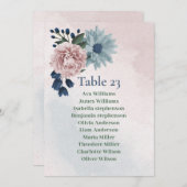 ピンク色の青いフローラの緑のシーティングカード 招待状 (正面/裏面)