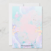 ピンク色の青い人魚をテーマにした誕生日パーティー 招待状 (裏面)