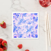 ピンク色の青い水色の手絵を描フローラ スタンダードカクテルナプキン (インサイチュ)