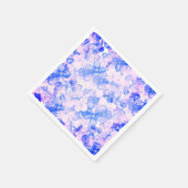 ピンク色の青い水色の手絵を描フローラ スタンダードカクテルナプキン (角)