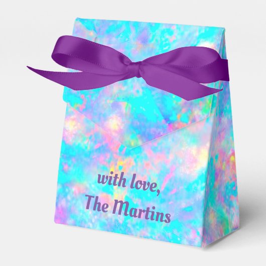 ピンク色の青い紫のオパール石 フェイバーボックス (正面サイド)