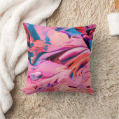 ピンク色の青い絵を描渦巻き抽象芸術枕 クッション (ブランケット)