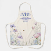 ピンク色の青い野花ミツバチ エプロン (正面)