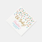 ピンク色の青い金ゴールドドット性別が赤ちゃんのシャワーを明らかにする スタンダードカクテルナプキン (角)