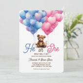 ピンク色の青い風船が性別を明らかにする 招待状 (スタンド正面)