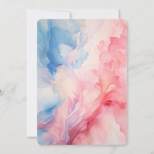 ピンク色の青い風船が性別を明らかにする 招待状 (裏面)