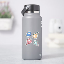 ピンク色の青い魚 シール