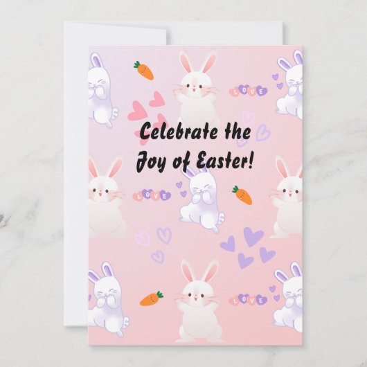 ピンク色の青かわいいウサギのコストミーズのイースター シーズンカード (正面)