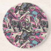 ピンク色の青と灰色の渦巻き コースター (正面)