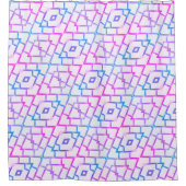 ピンク色の青と白の幾何学的シャワーカーテン シャワーカーテン (正面)