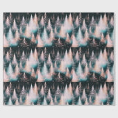 ピンク色の青と白の金ゴールドの木のクリスマスモダン ラッピングペーパー (フラット)