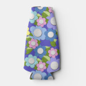 ピンク色の青と紫の感じスタイルの花がとてもかわいい ボトルクーラー (正面)